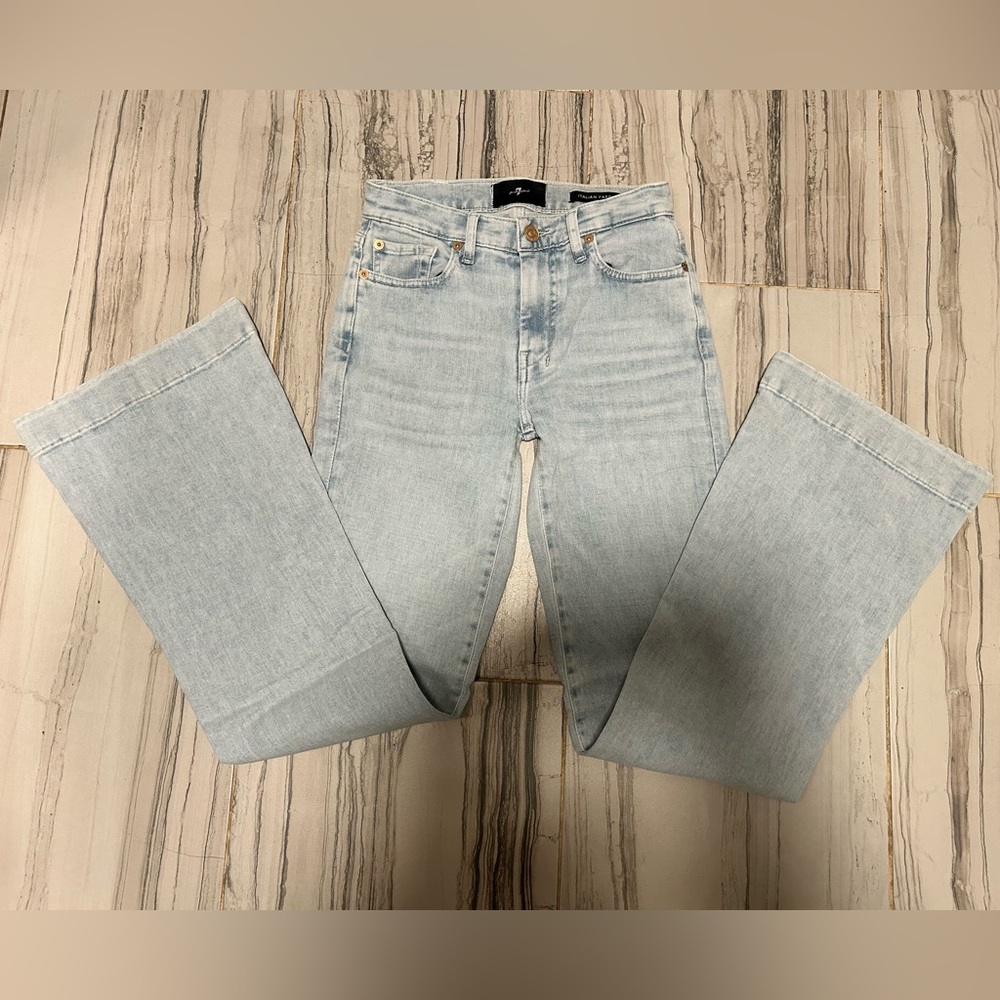 7 For All Mankind Malibu Wash Dojo Tailorless Stretch Bootcut Trouser FlareJeans - Picture 5 of 16